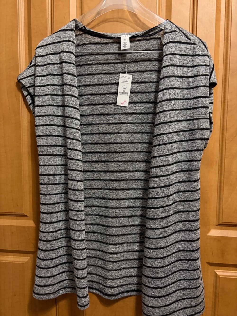 White House Black Market Grey & Black Striped Open Swimsuit Coverup Size XS